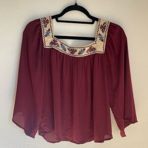 Wine Berry Flowy Blouse